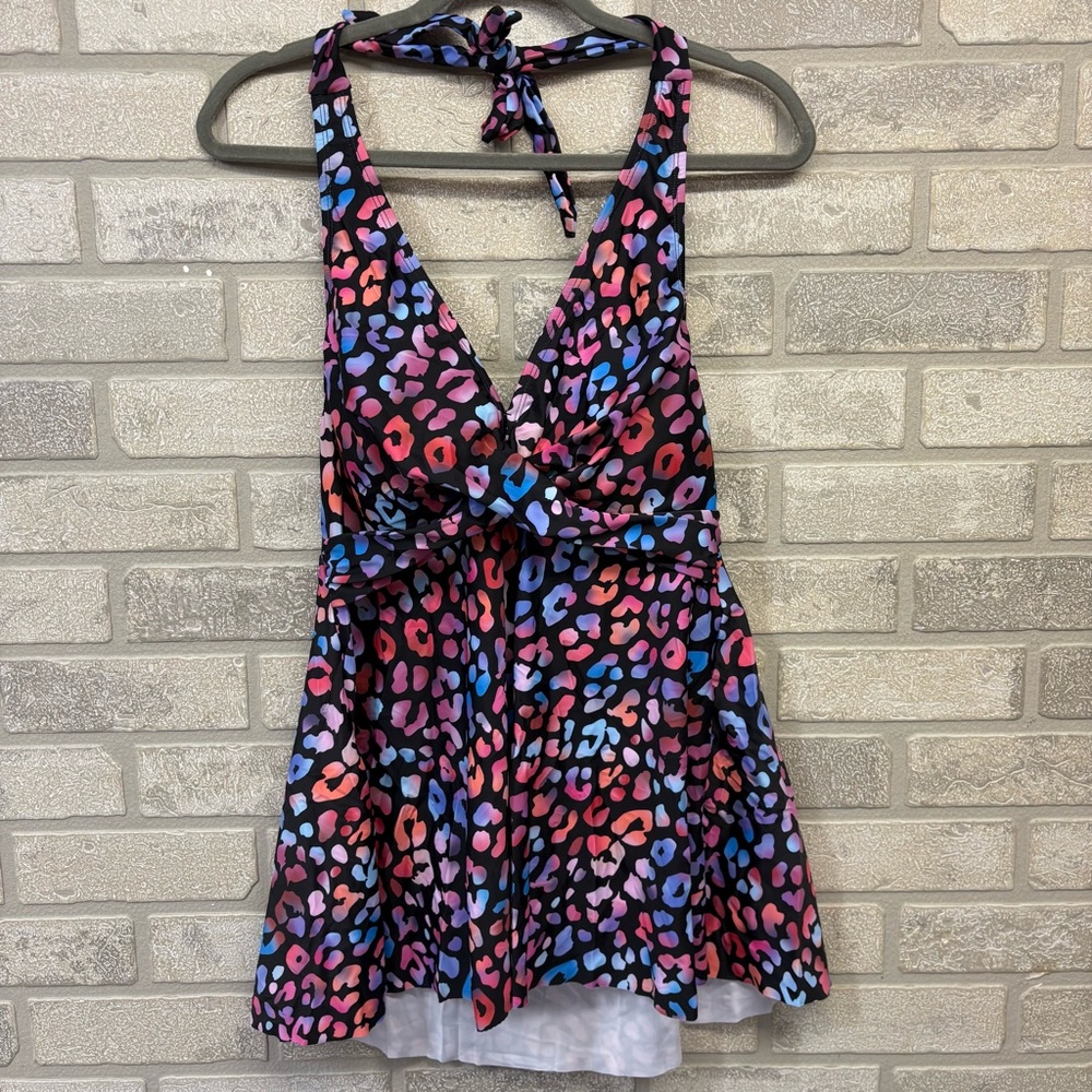 Aimage Vibrant Animal Print Tankini Set with Shorts Size Large - Picture 4 of 9